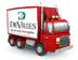 A graphic of a red truck with the DeVries logo on it