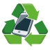 Mobile phone inside a recycling symbol