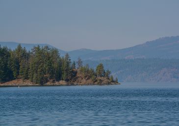 A beautiful view of Lake Pend Oreille in the northern Rocky Mountains of Bonner County, Idaho