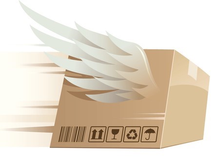 Illustration of a cardboard parcel with wings