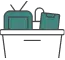 An icon showing a mobile phone and a hard drive on top of a bin, representing home furniture or electronics.
