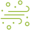 Illustration of a green icon showing air movement.