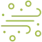Illustration of a green icon showing air movement.