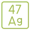 Illustration of a periodic table element tile, displaying "47" above "Ag".