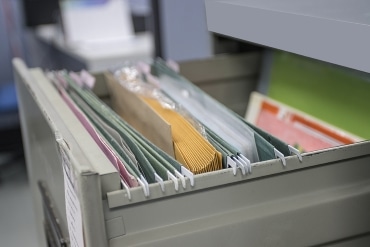 file folder documents In a file cabinet retention concept business office equipment 