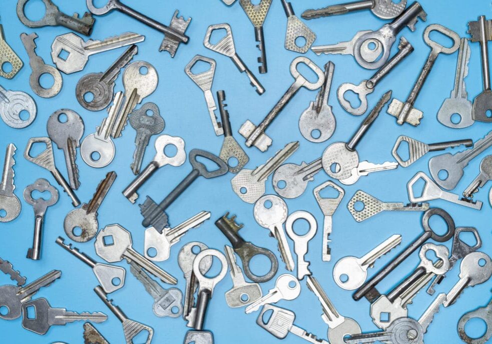 Lots of keys on a blue background